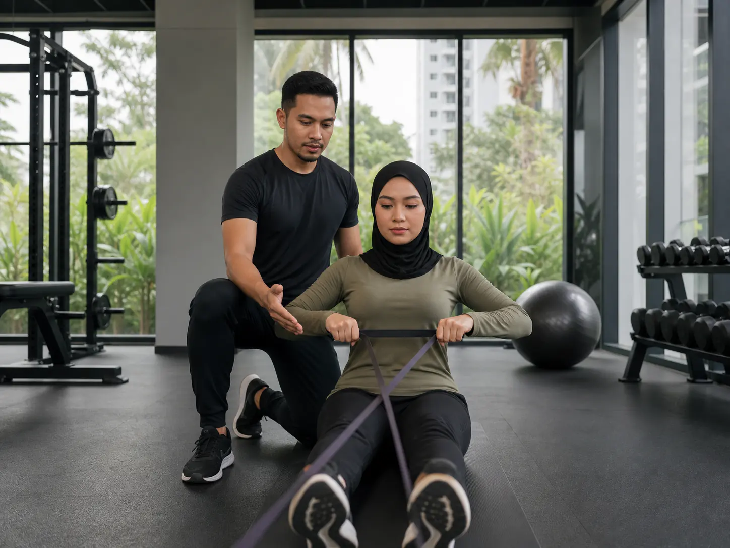 Latihan peribadi jalur rintangan di gim kondo Lembah Klang
