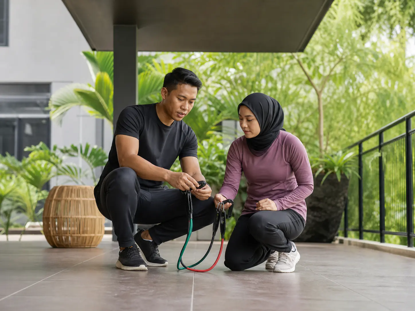 Persediaan kecergasan di teres kediaman Lembah Klang yang teduh