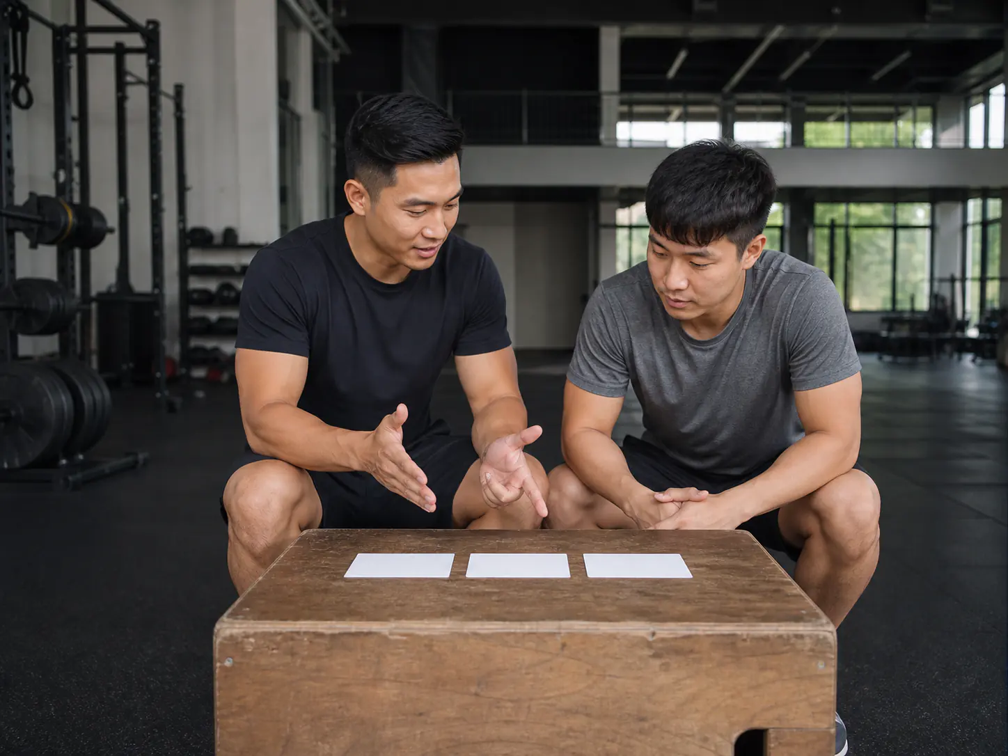 A trainer explaining a practical fitness guide